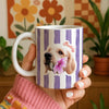 Personalised Striped Photo Mug – Custom Pet, Baby, or Family Face Mug in 8 Colours