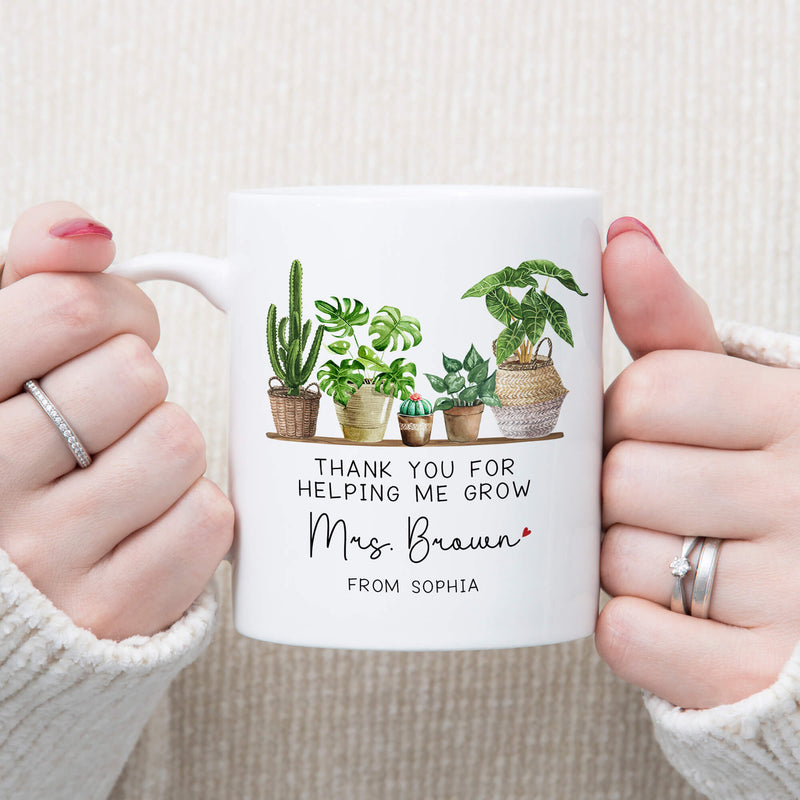 Personalised Teacher Mug – “Thank You for Helping Me Grow” Gift from Student