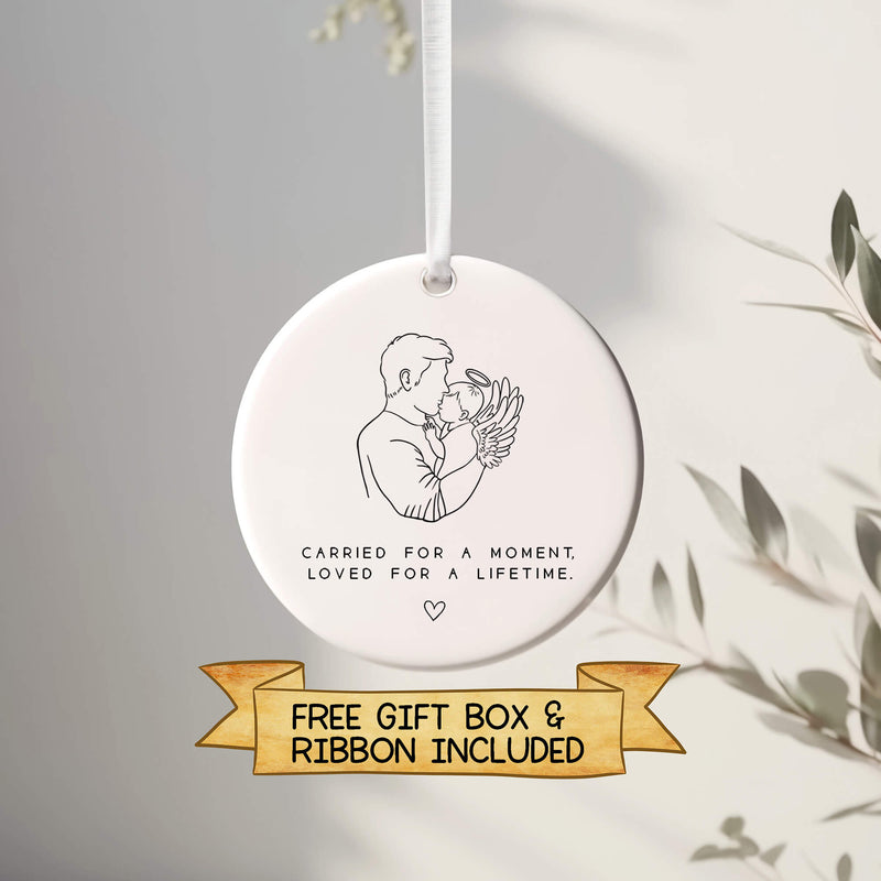Personalised Dad & Baby Memorial Ornament – Carried for a Moment, Loved for a Lifetime