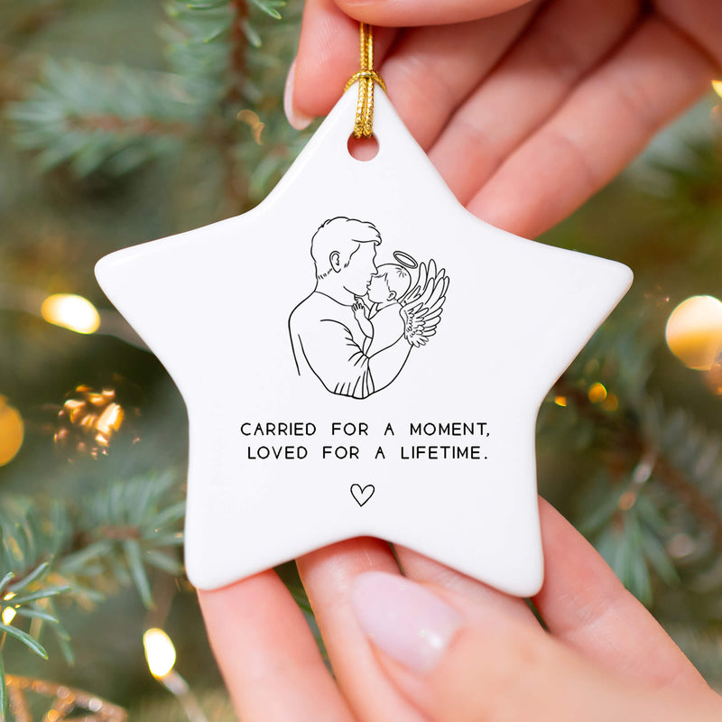 Personalised Dad & Baby Memorial Ornament – Carried for a Moment, Loved for a Lifetime
