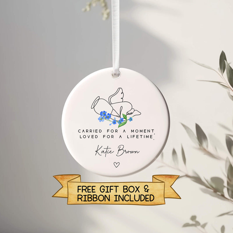 Angel Baby Memorial Ornament with Forget-Me-Not Flowers – Personalised Keepsake