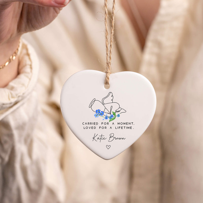 Angel Baby Memorial Ornament with Forget-Me-Not Flowers – Personalised Keepsake