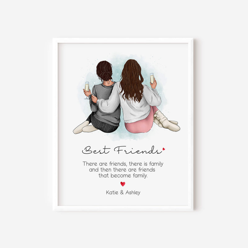 Best Friend or Sister Custom Wall Art - Personalized Gift for Her - Best Friend Wall Art