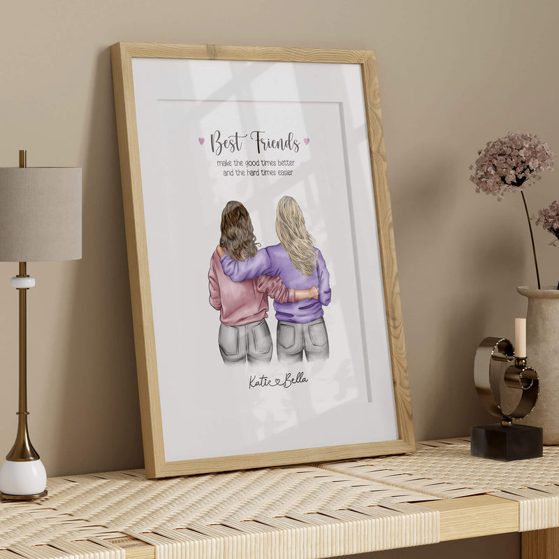 Best Friend or Sister Custom Wall Art - Personalized Gift for Her - Birthday Gift for Best Friend