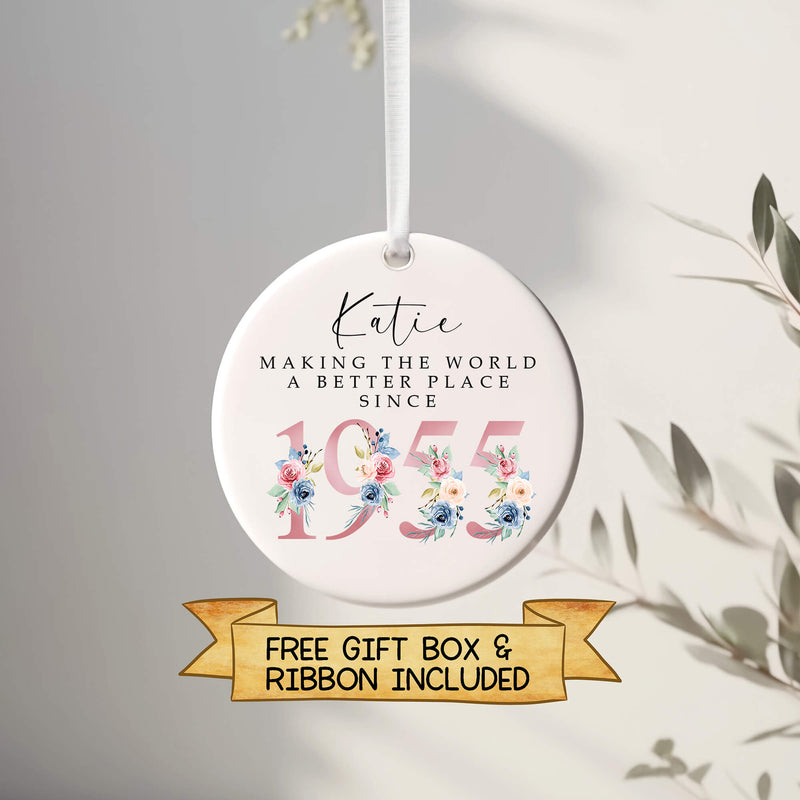 Personalised 40th Birthday Ornament – “Making the World a Better Place Since [Year]” Keepsake Gift