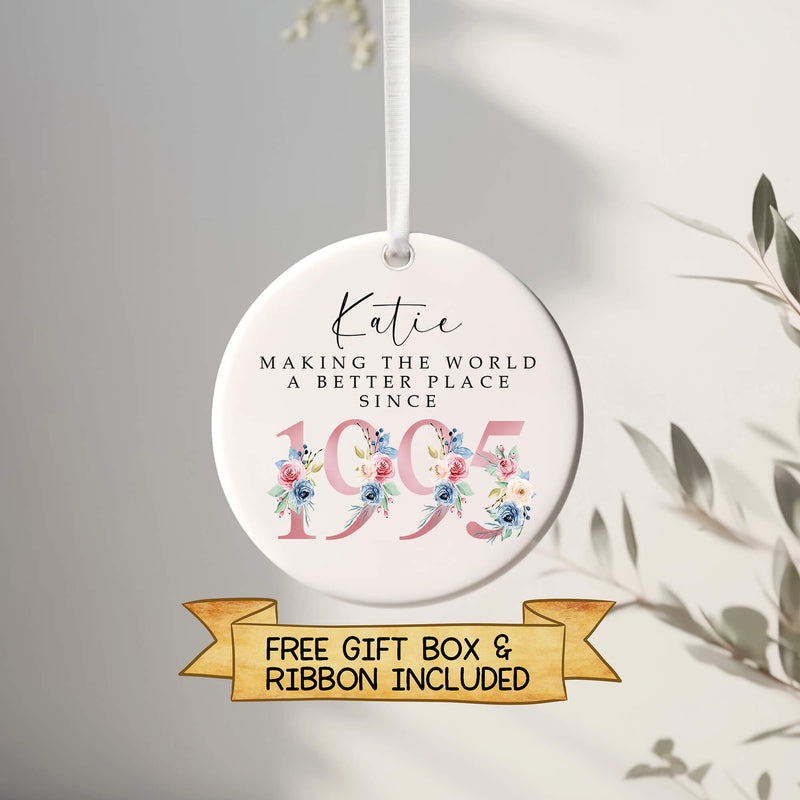 Personalised 40th Birthday Ornament – “Making the World a Better Place Since [Year]” Keepsake Gift