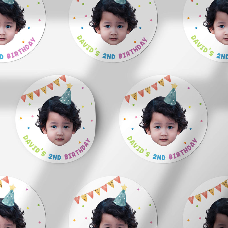 Personalized Birthday Stickers for Kids - Custom Waterproof Vinyl Labels