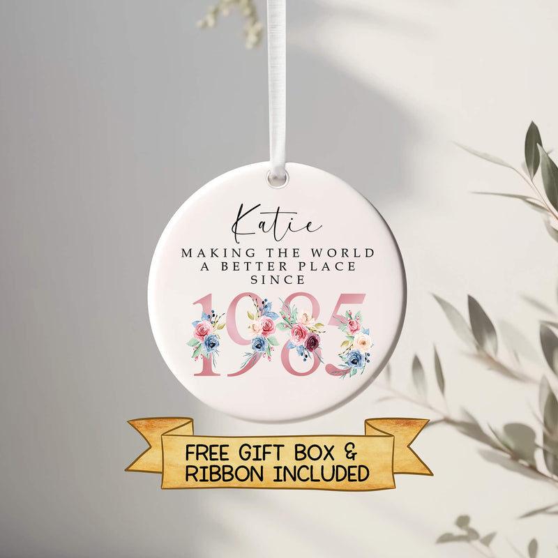 Personalised 40th Birthday Ornament – “Making the World a Better Place Since [Year]” Keepsake Gift