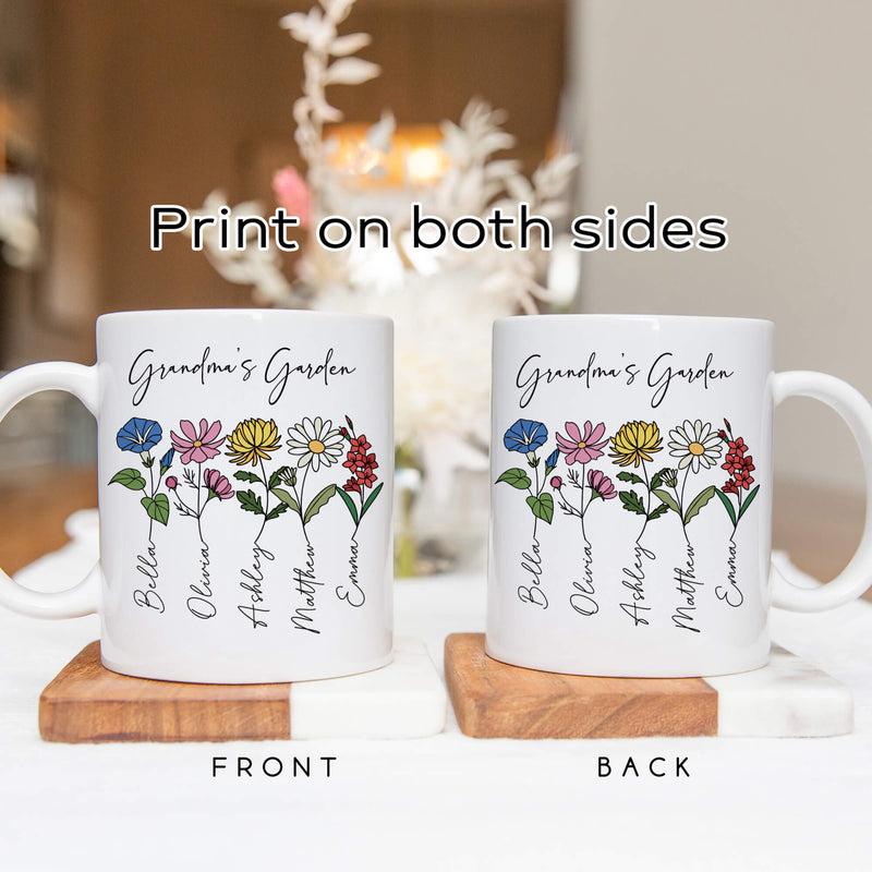 Personalised Mugs - Gifts For Grandma - Nana Gifts - Grandma Mugs - Grandparents Day - Grandma's Garden - Birth Flower Mug