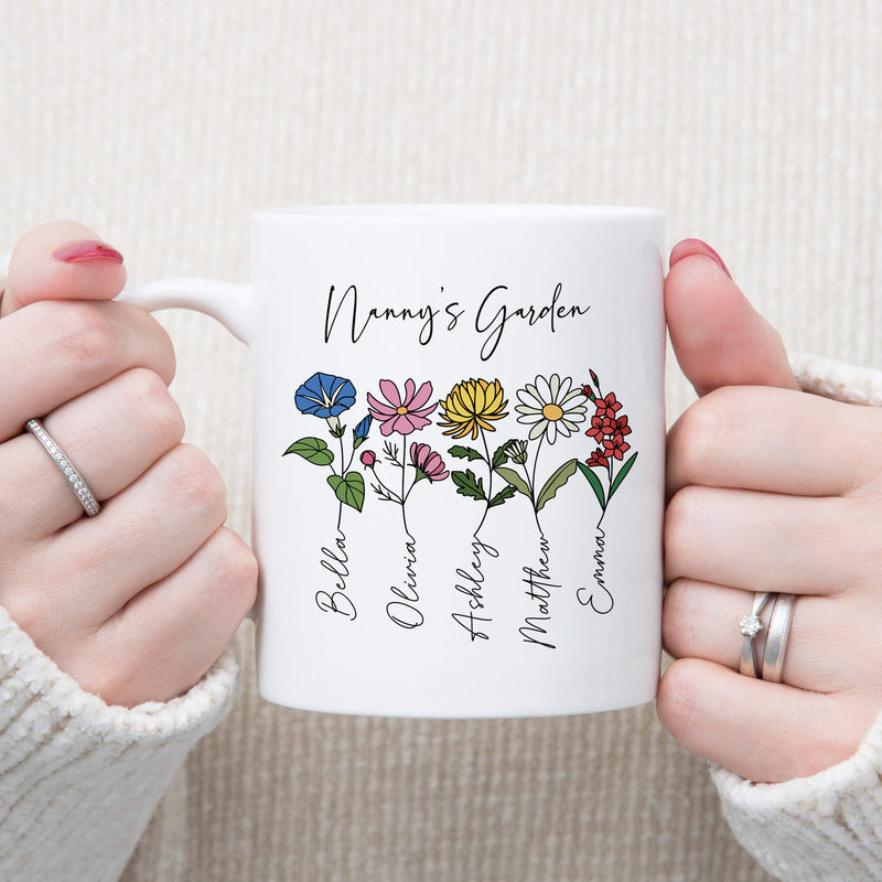 Personalised Mugs - Gifts For Grandma - Nana Gifts - Grandma Mugs - Grandparents Day - Grandma's Garden - Birth Flower Mug