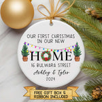 Custom First Christmas In Our New Home Ceramic Ornament - Personalized Housewarming Gift - New Home Ornament - Real Estate Gift - 2