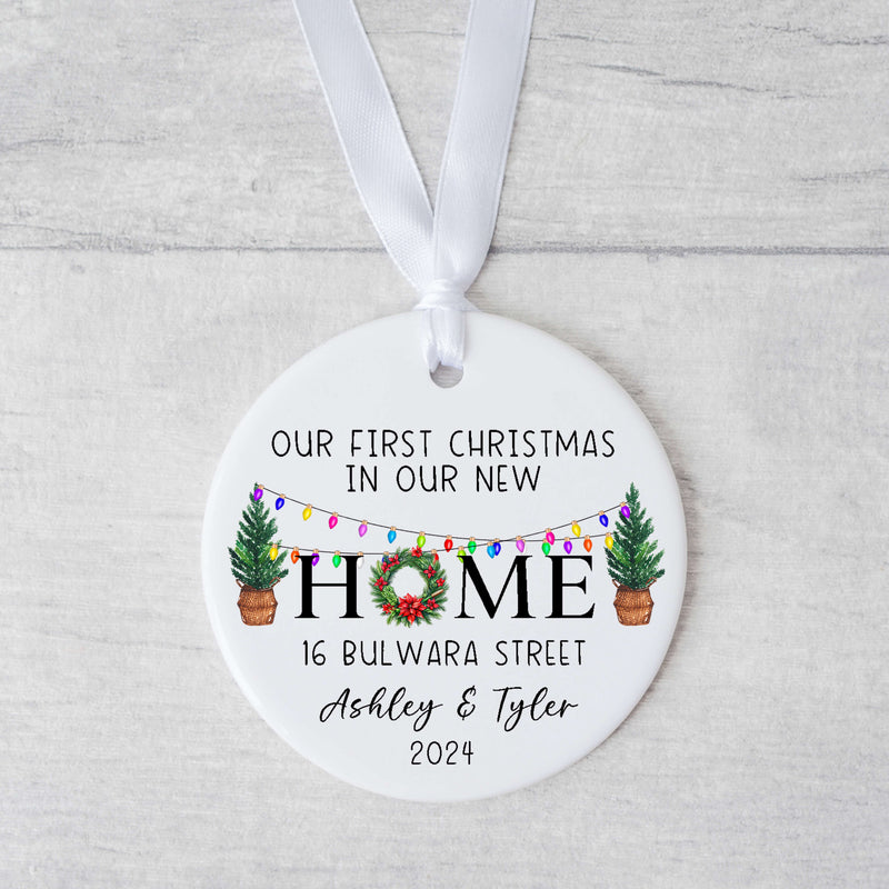 Custom First Christmas In Our New Home Ceramic Ornament - Personalized Housewarming Gift - New Home Ornament - Real Estate Gift - 2