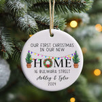 Custom First Christmas In Our New Home Ceramic Ornament - Personalized Housewarming Gift - New Home Ornament - Real Estate Gift - 2