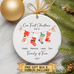 Our First Christmas Family Ornament – A Family Of Three, Four, Five - Personalised Stocking Design