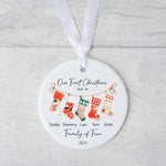 Our First Christmas Family Ornament – A Family Of Three, Four, Five - Personalised Stocking Design