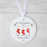 First Christmas As A Family Of Three, Four, Five - Personalized Family Ornament - First Christmas Ornament - Christmas Stocking