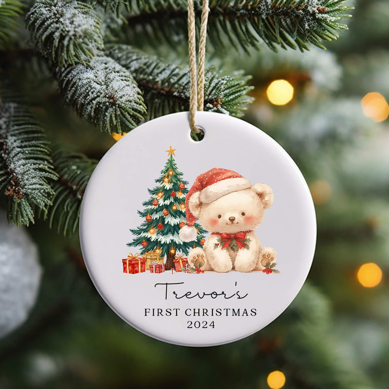 Baby’s First Christmas Ornament – Personalised Teddy Bear Keepsake