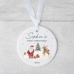Baby’s First Christmas Ornament – Personalised Santa & Reindeer Design