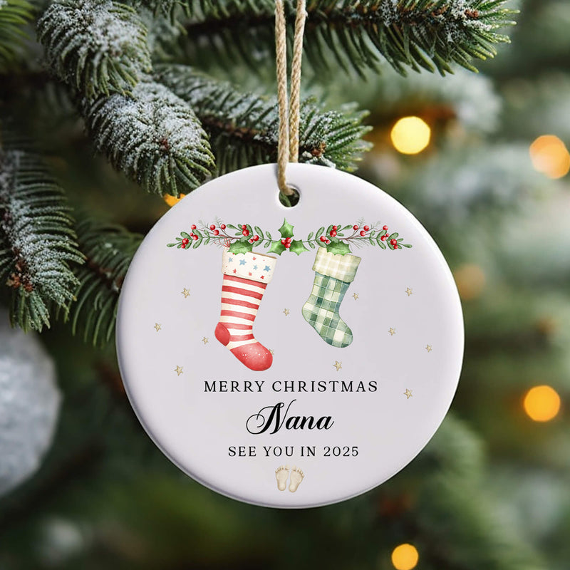 Personalised Pregnancy Announcement Ornament – Christmas Stockings Reveal Keepsake