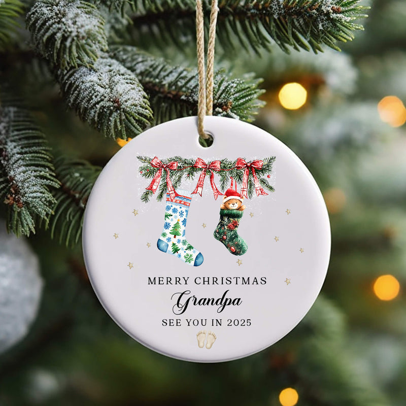 Personalised Pregnancy Announcement Ornament – Grandma & Grandpa Christmas Reveal Keepsake