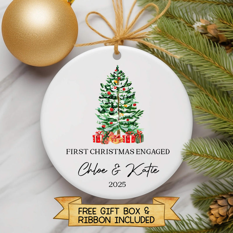Personalised Christmas Ornament – “First Christmas Engaged or Married” - Christmas Tree