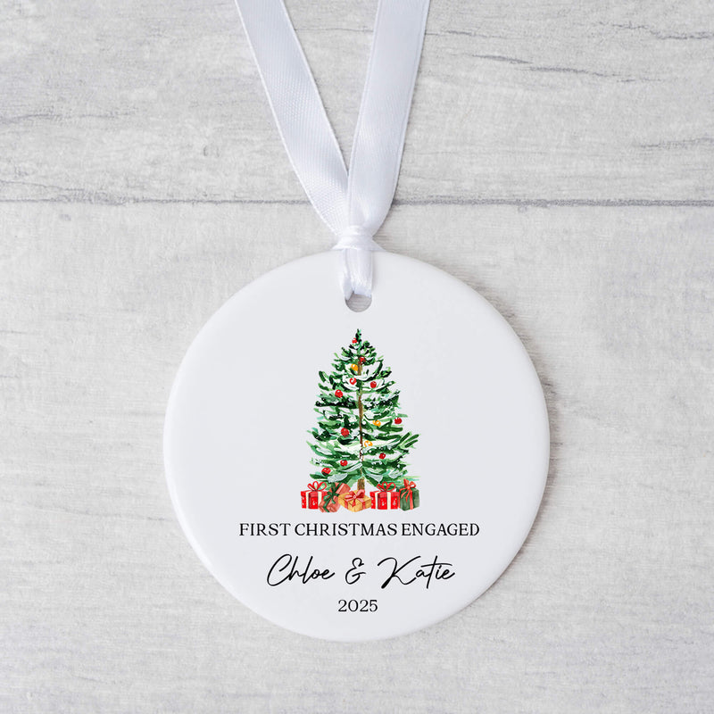 Personalised Christmas Ornament – “First Christmas Engaged or Married” - Christmas Tree