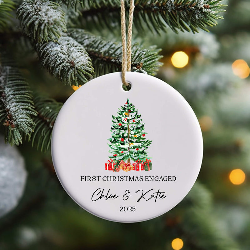 Personalised Christmas Ornament – “First Christmas Engaged or Married” - Christmas Tree