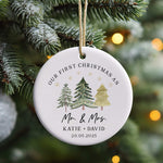 Personalised “Our First Christmas as Mr. & Mrs.” Ornament – Newlywed Christmas Gift