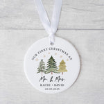 Personalised “Our First Christmas as Mr. & Mrs.” Ornament – Newlywed Christmas Gift