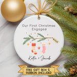 Personalised “Our First Christmas Engaged or Married” Ornament – Hanging StockingsCustom Couple Keepsake