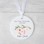 Personalised “Our First Christmas Engaged or Married” Ornament – Hanging StockingsCustom Couple Keepsake