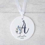 Personalised Snowman Christmas Ornament – Custom Name & Initial Bauble
