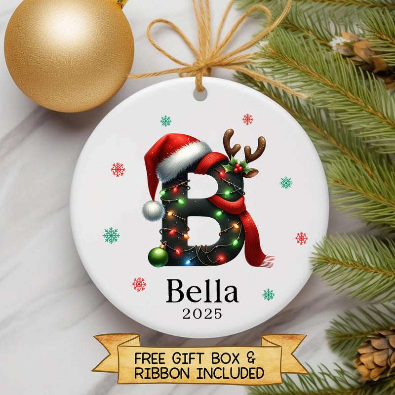 Personalised Christmas Initial Ornament – Custom Letter & Name Bauble for Kids and Family