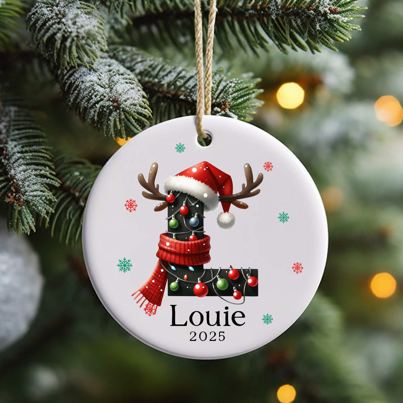 Personalised Christmas Initial Ornament – Custom Letter & Name Bauble for Kids and Family