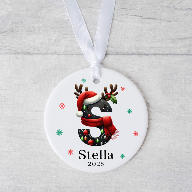 Personalised Christmas Initial Ornament – Custom Letter & Name Bauble for Kids and Family