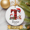 Personalised Christmas Initial Ornament – Buffalo Plaid Santa, Reindeer & Snowman Design