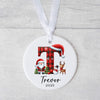 Personalised Christmas Initial Ornament – Buffalo Plaid Santa, Reindeer & Snowman Design