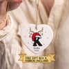 Personalised Christmas Initial Ornament – Reindeer Antlers & Santa Hat Design
