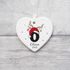 Personalised Christmas Initial Ornament – Reindeer Antlers & Santa Hat Design