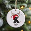 Personalised Christmas Initial Ornament – Reindeer Antlers & Santa Hat Design
