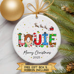 Personalised Christmas Name Ornament – Custom Kids Name Bauble with Festive Letters