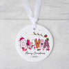 Personalised Christmas Name Ornament – Cute Pink Festive Kids Bauble