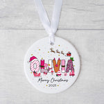 Personalised Christmas Name Ornament – Cute Pink Festive Kids Bauble