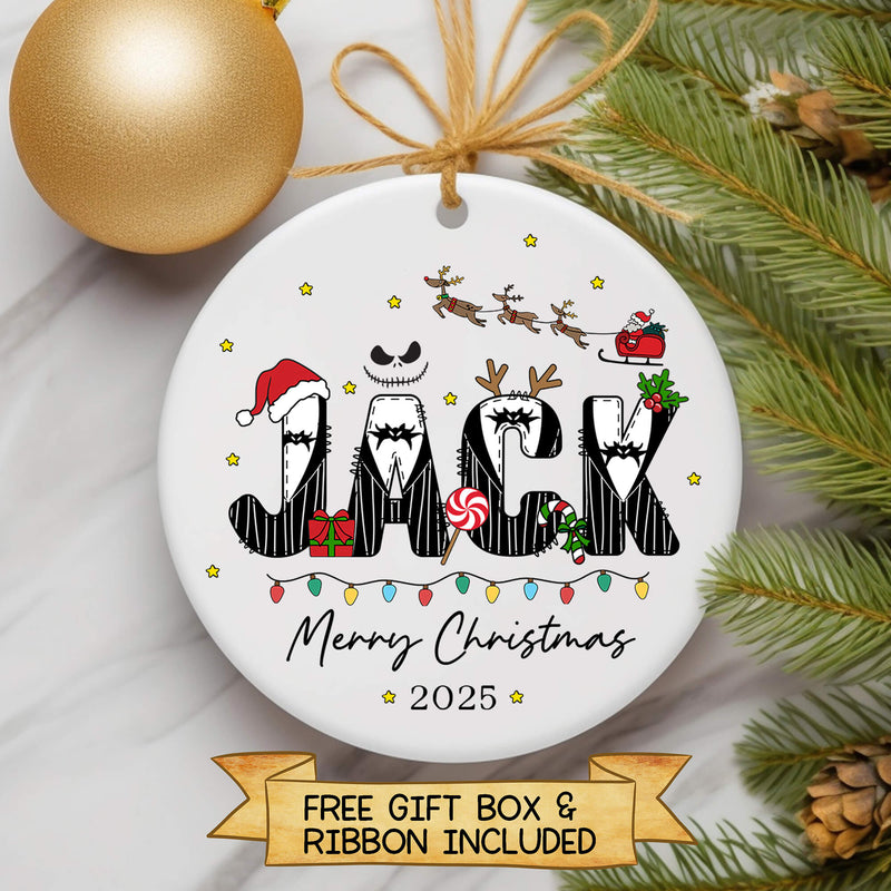 Personalised Jack Christmas Ornament – Spooky Festive Style - Custom Name Bauble