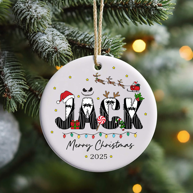 Personalised Jack Christmas Ornament – Spooky Festive Style - Custom Name Bauble