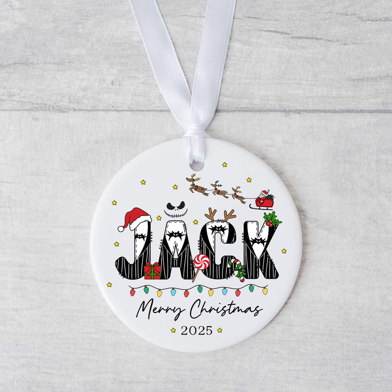 Personalised Jack Christmas Ornament – Spooky Festive Style - Custom Name Bauble