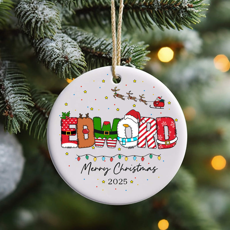 Personalised Christmas Name Ornament – Festive Kids Bauble - Custom Name Decoration