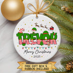 Personalised Christmas Name Ornament – Elf-Themed Custom Bauble for Kids