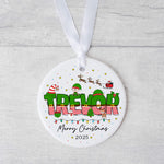 Personalised Christmas Name Ornament – Elf-Themed Custom Bauble for Kids