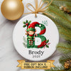 Personalised Elf Initial Christmas Ornament – Custom Name Bauble for Kids